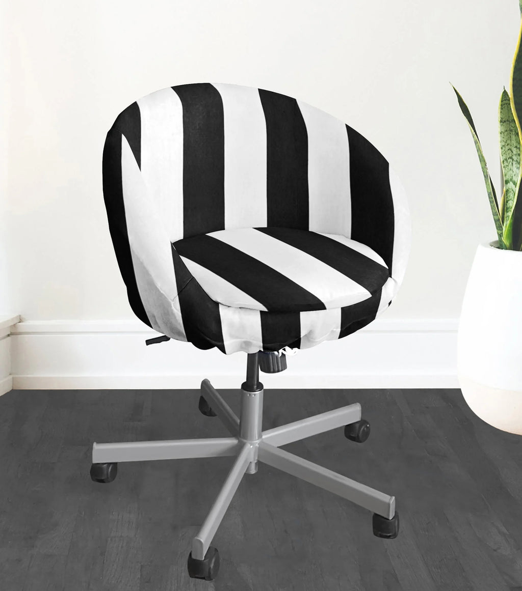 Black Stripe Swivel Chair Cover D948