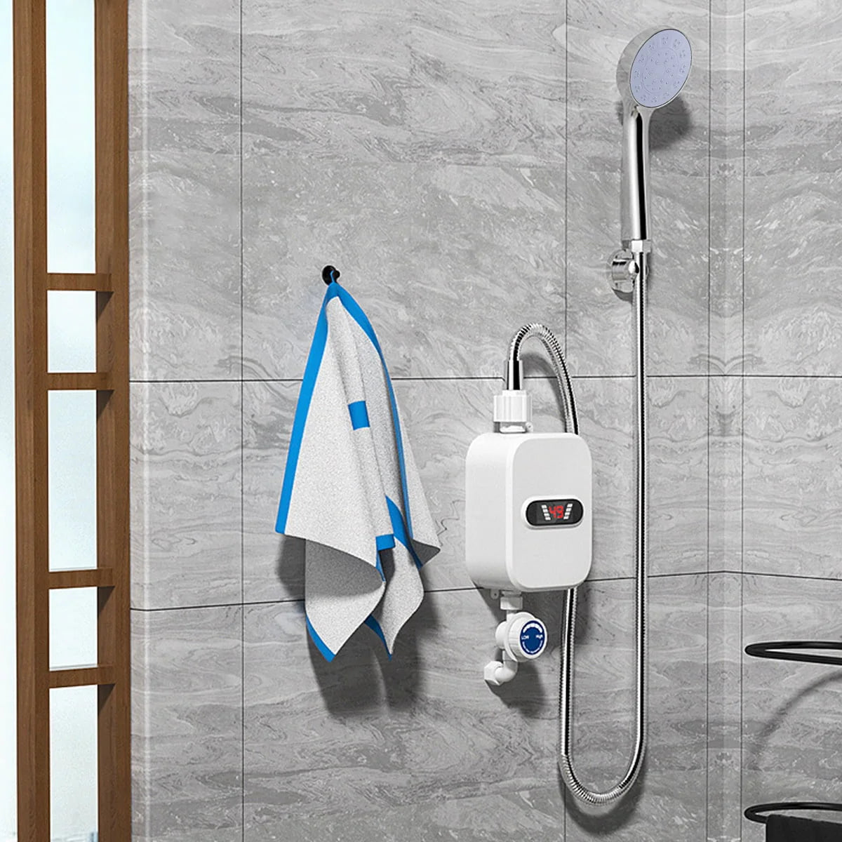 3500W Tankless Water Heater with Shower Head Set B615490