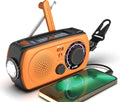 2200mAh Portable Hand Crank Solar Emergency Weather Radio, NOAA/AM/FM, Power Bank, Flashlight, Orange, Pack of 2 S996