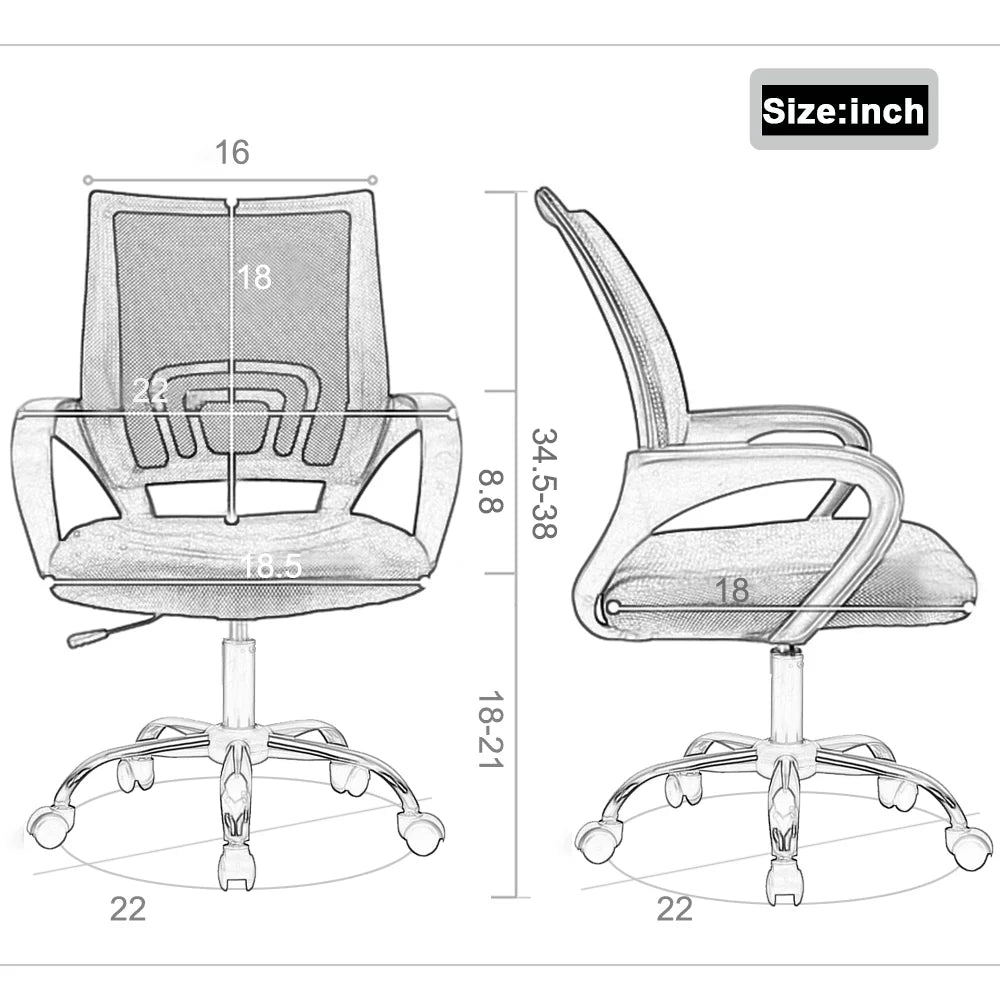 Grey Ergonomic Swivel Office Chair with Lumbar Support X12314