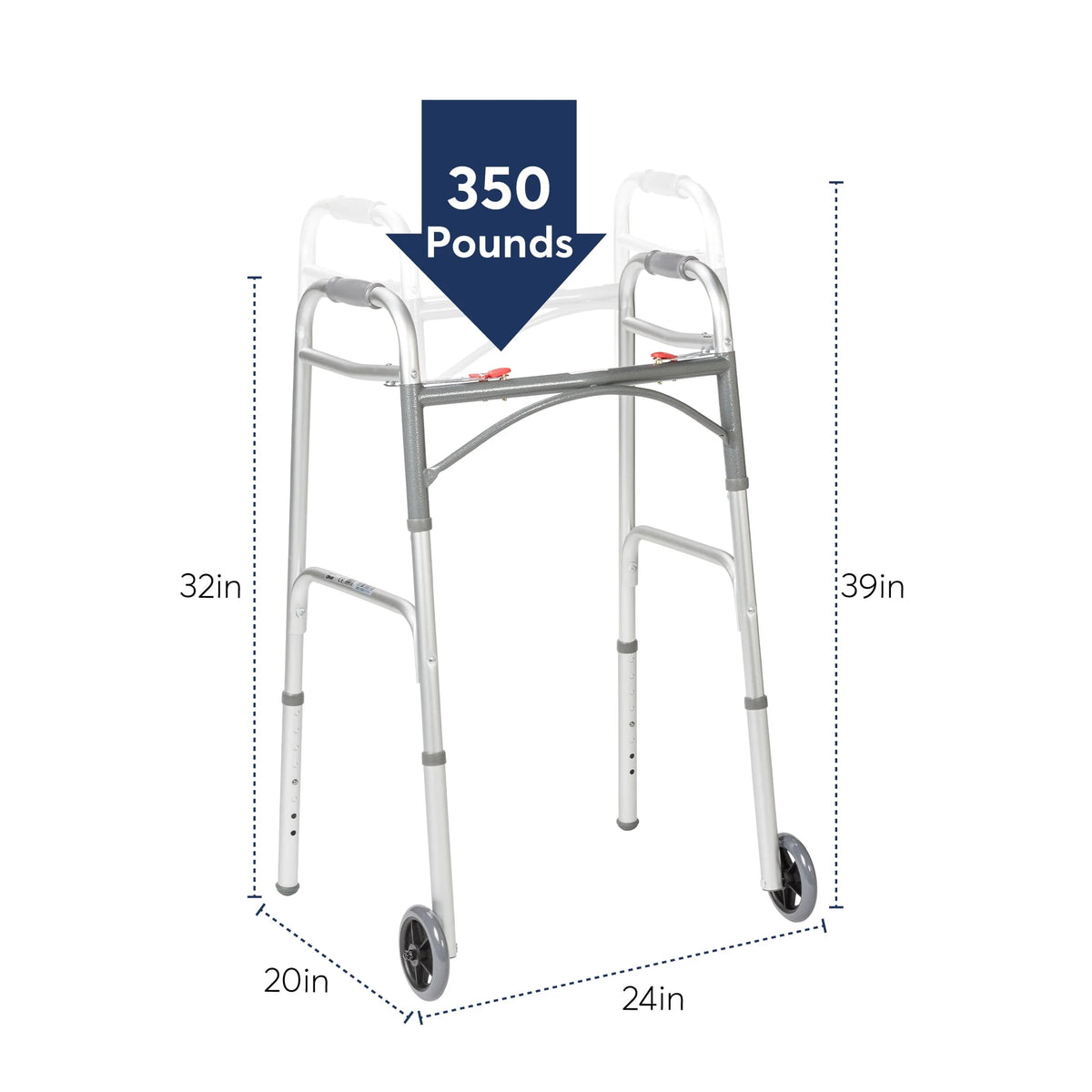 Two Button Folding Walker with 5 Wheels L377510