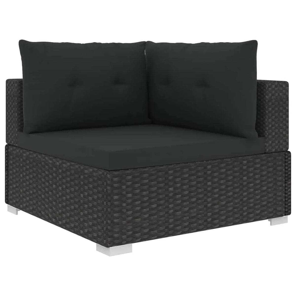 10 Piece Black Poly Rattan Outdoor Sectional Sofa Set H12240