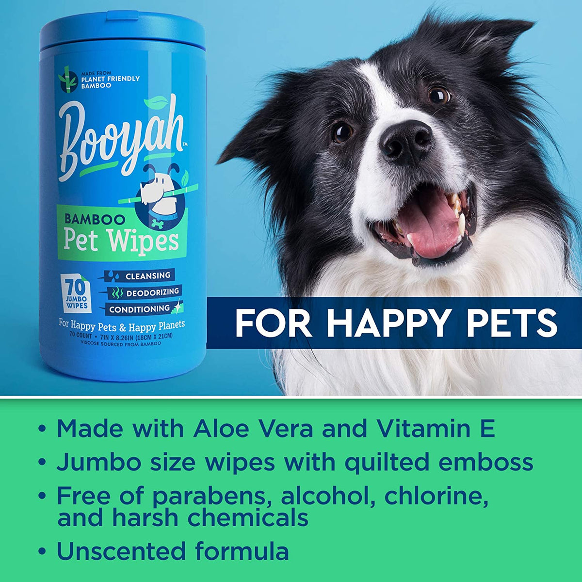 Bamboo Pet Wipes, Unscented, 2 Canisters, 140 Jumbo Wipes G830469